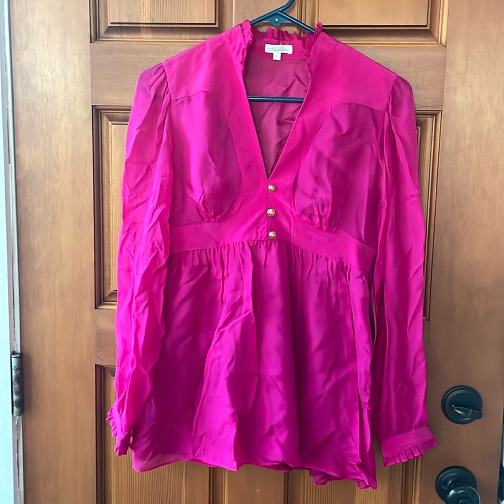 Shoshana silk shell bright pink blouse size 2
